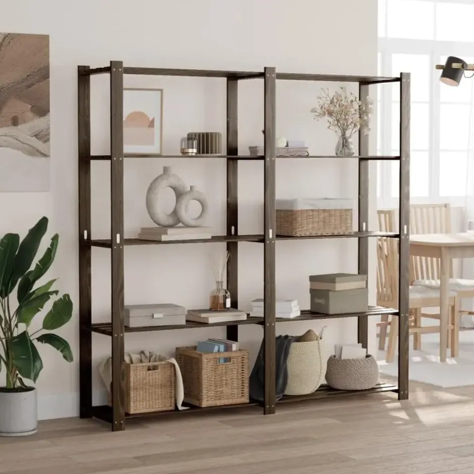 vidaXL - Opbergrek 5-laags 170x38x170 cm massief grenenhout zwart opbergmeubel