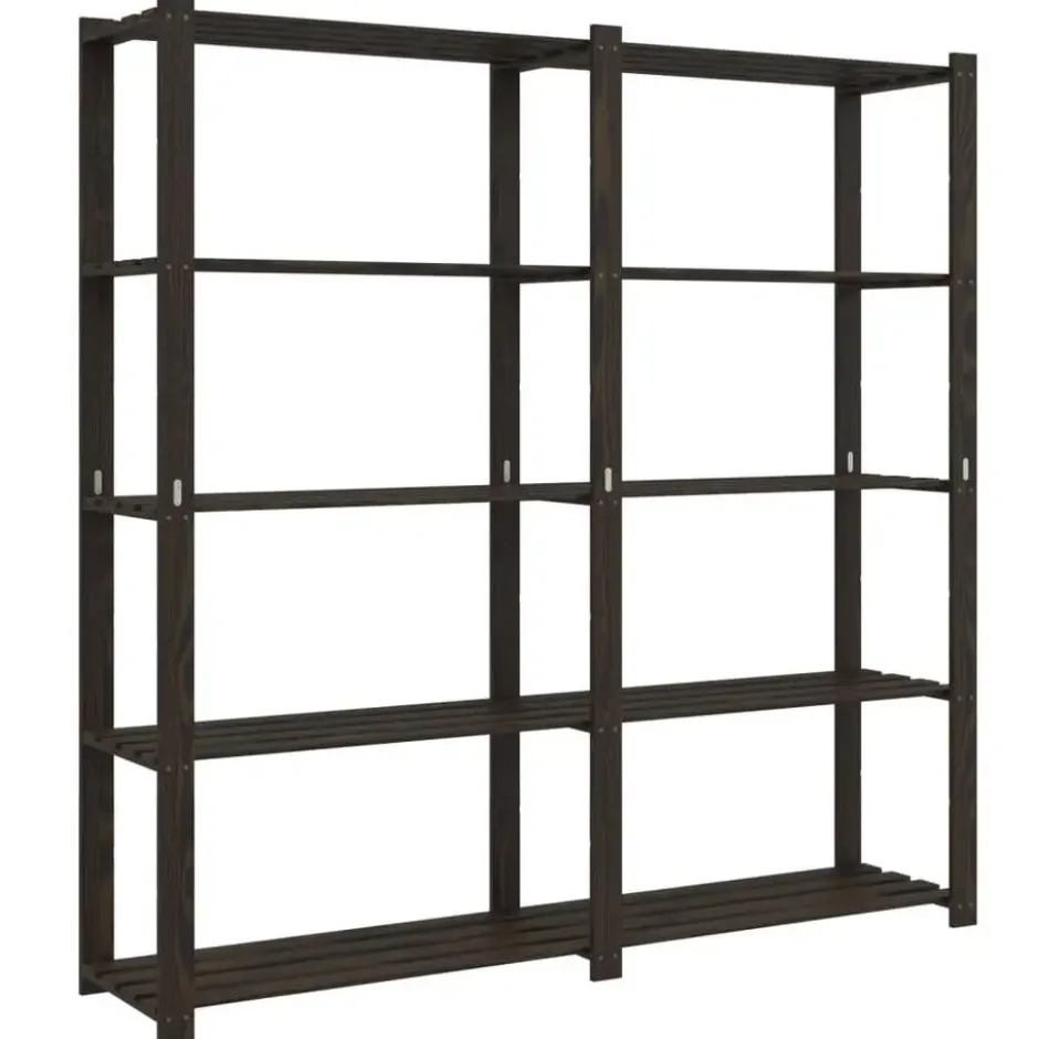 vidaXL - Opbergrek 5-laags 170x38x170 cm massief grenenhout zwart opbergmeubel
