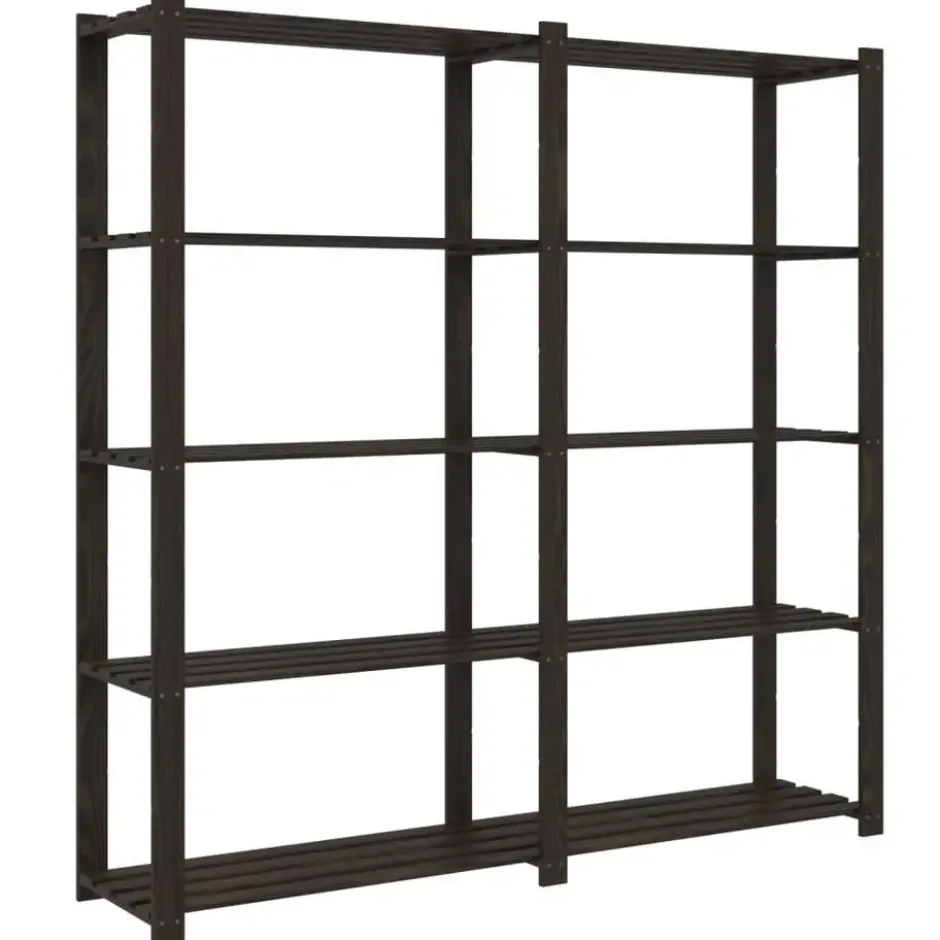 vidaXL - Opbergrek 5-laags 170x38x170 cm massief grenenhout zwart opbergmeubel