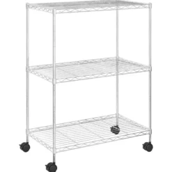 vidaXL - Opbergrek met wielen 3-laags 150 kg 60x35x81 cm chroomkleurig