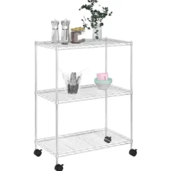 vidaXL - Opbergrek met wielen 3-laags 150 kg 60x35x81 cm chroomkleurig