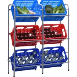vidaXL - Opbergrek voor 6 kratten 96x33x116 cm steel zilverkleurig