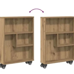 vidaXL - Opbergtrolley smal - Artisanaal eiken - Bewerkt hout - 48x13x68 cm