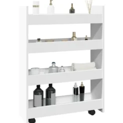 vidaXL - Opbergtrolley - Wit - Bewerkt hout