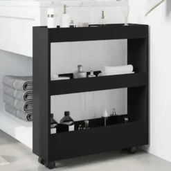 vidaXL - Opbergtrolley - Zwart - Bewerkt hout