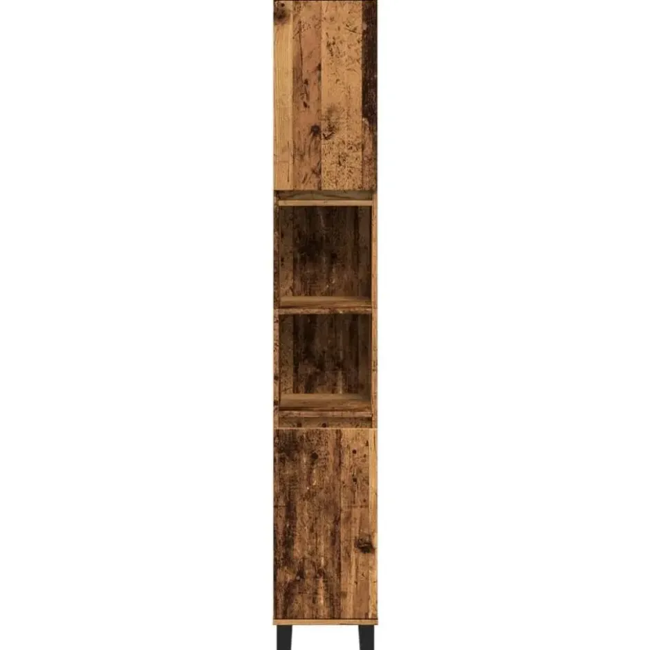 vidaXL - Oud hout Kolomkast met 2 deuren 2 vakken - Ijzer en hout - 30x30x190 cm