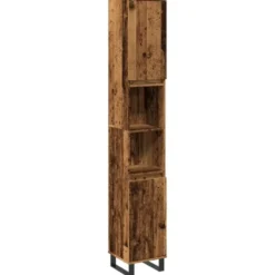 vidaXL - Oud hout Kolomkast met 2 deuren 2 vakken - Ijzer en hout - 30x30x190 cm