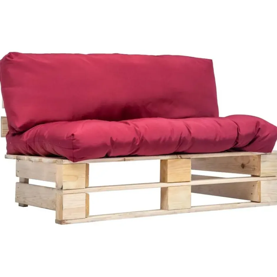 vidaXL - Pallet Bank - Rood - Geïmpregneerd grenenhout