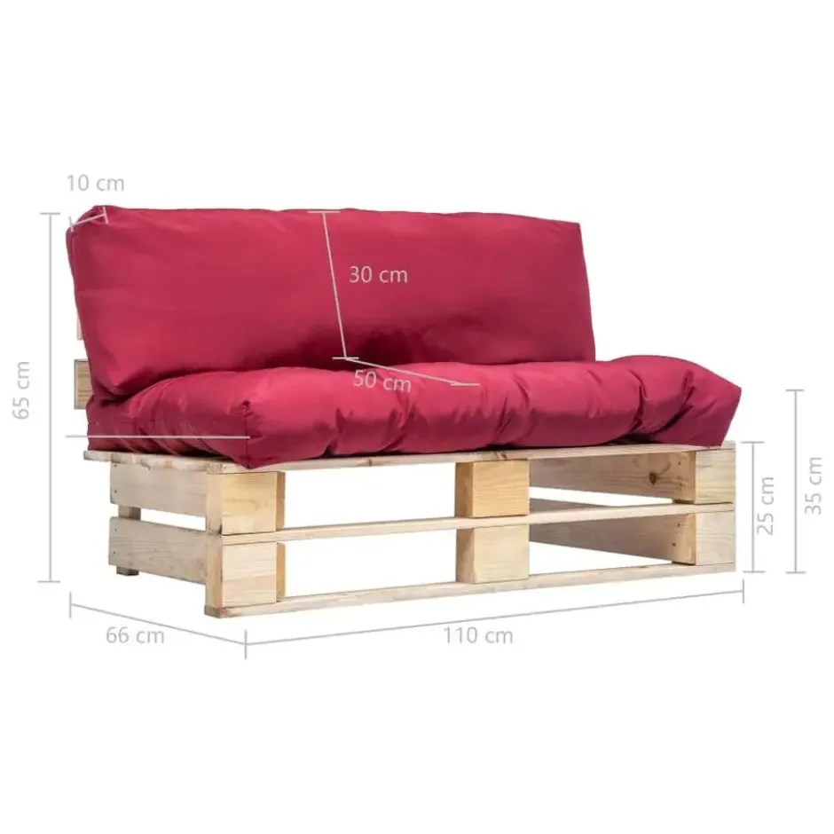 vidaXL - Pallet Bank - Rood - Geïmpregneerd grenenhout