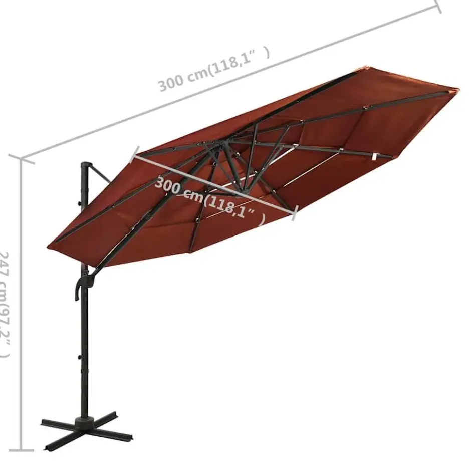 vidaXL - Parasol - Bruin - Polyester