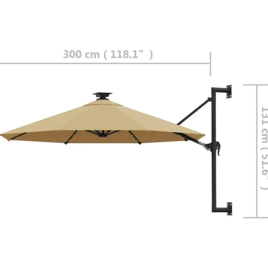 vidaXL - Parasol - Taupe - Stof
