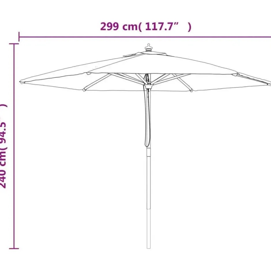 vidaXL - Parasol - Zwart - Hout
