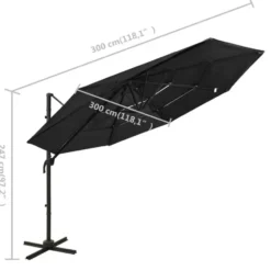 vidaXL - Parasol - Zwart - Polyester