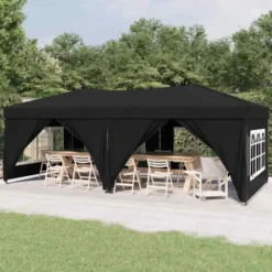 vidaXL - Partytent inklapbaar met zijwanden - 3x6 m zwart