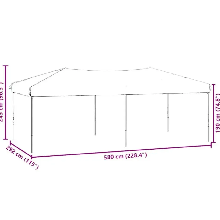 vidaXL - Partytent inklapbaar met zijwanden - 3x6 m zwart