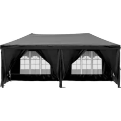 vidaXL - Partytent inklapbaar met zijwanden - 3x6 m zwart