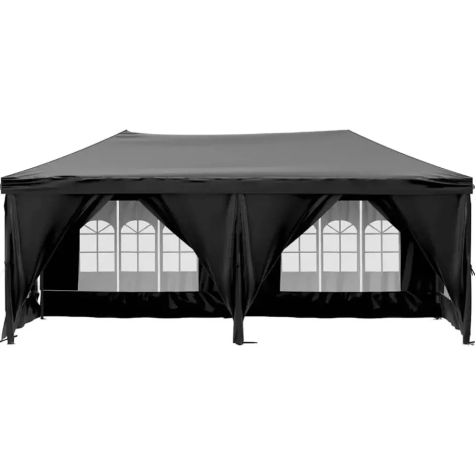 vidaXL - Partytent inklapbaar met zijwanden - 3x6 m zwart