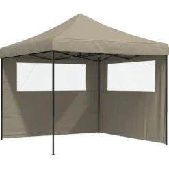 vidaXL - Partytent inklapbaar pop-up met 2 zijwanden taupe partytent feesttent