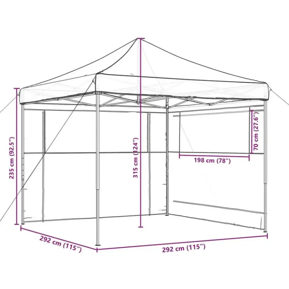 vidaXL - Partytent inklapbaar pop-up met 2 zijwanden taupe partytent feesttent