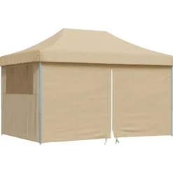 vidaXL - Partytent inklapbaar pop-up met 4 zijwanden - beige