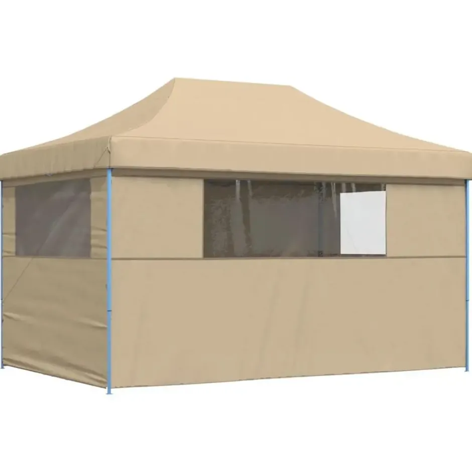 vidaXL - Partytent inklapbaar pop-up met 4 zijwanden - beige
