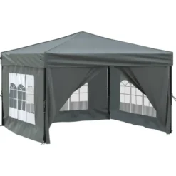 vidaXL - Partytent inklapbaar met zijwanden - 3x3 m antracietkleurig