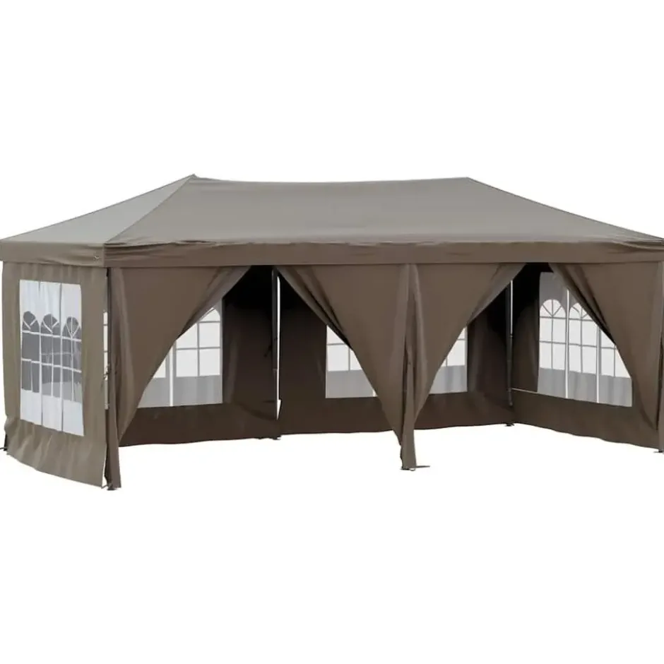 vidaXL - Partytent inklapbaar met zijwanden - 3x6 m taupe