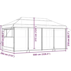 vidaXL - Partytent inklapbaar pop-up met 4 zijwanden - beige partytent feesttent