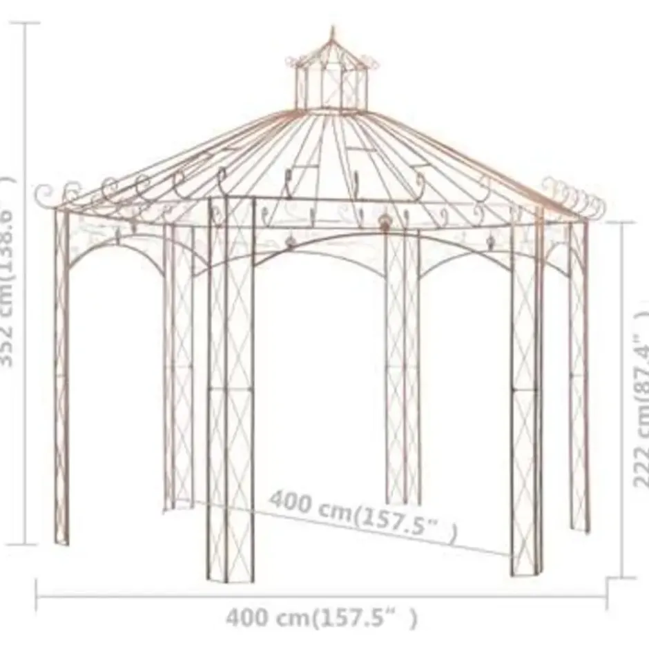 vidaXL - Paviljoen - Bruin - Metaal - 4 m