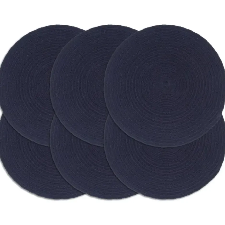 vidaXL - Placemat - Blauw - Katoen - 6 stuks