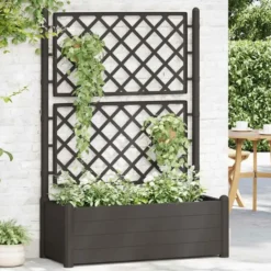 vidaXL - Plantenbak - Antraciet - Kunststof - 100 x 43 x 142 cm
