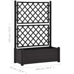 vidaXL - Plantenbak - Antraciet - Kunststof - 100 x 43 x 142 cm