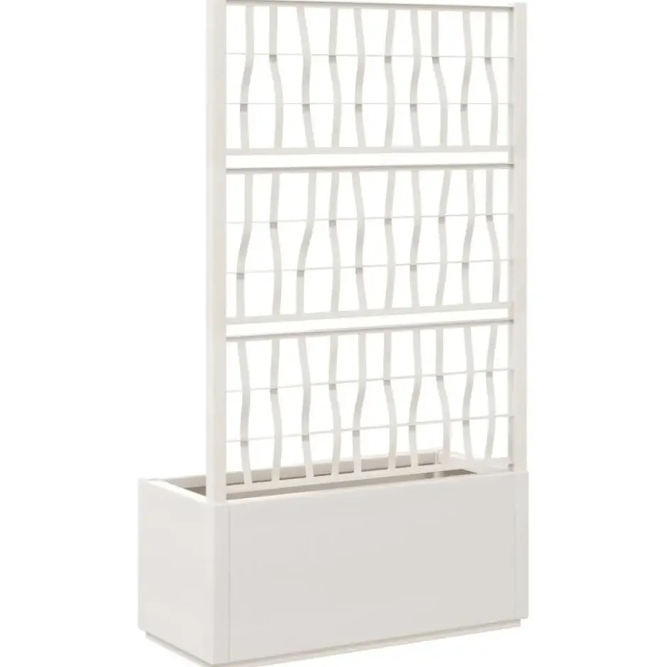 vidaXL - Plantenbak met latwerk 80x36x140 cm polypropeen wit