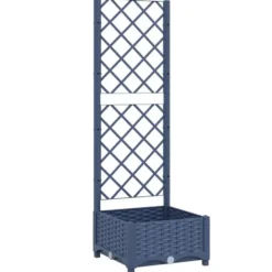 vidaXL - Plantenbak met trellis blauwgrijs 40x40x121,5 cm PP