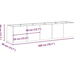 vidaXL - Plantenbak Zwart 200x40x40 cm Koudgewalst Staal