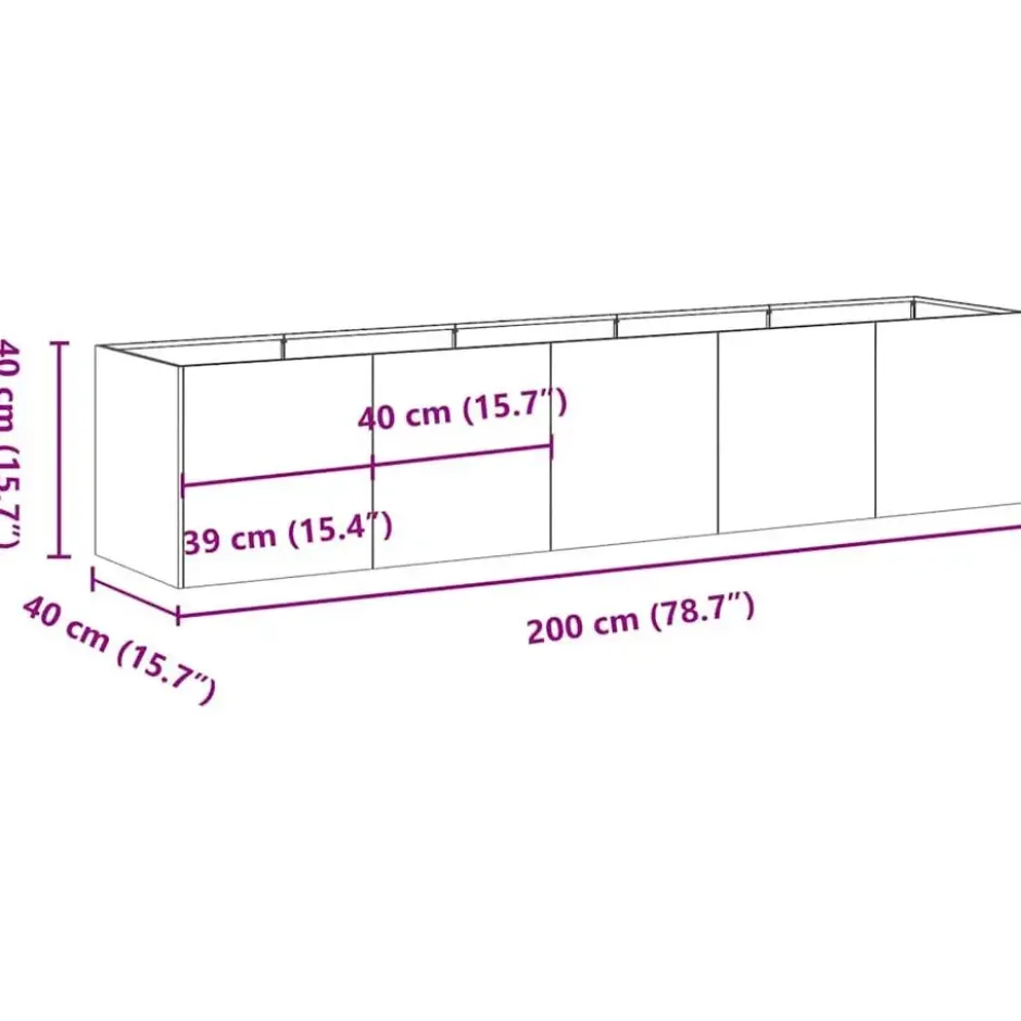 vidaXL - Plantenbak Zwart 200x40x40 cm Koudgewalst Staal