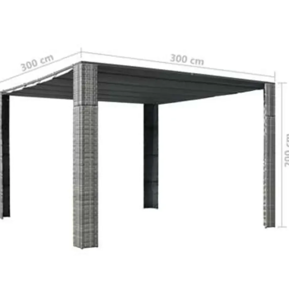 vidaXL - Prieel - Antraciet - Poly rattan - 300 x 300 x 220 cm