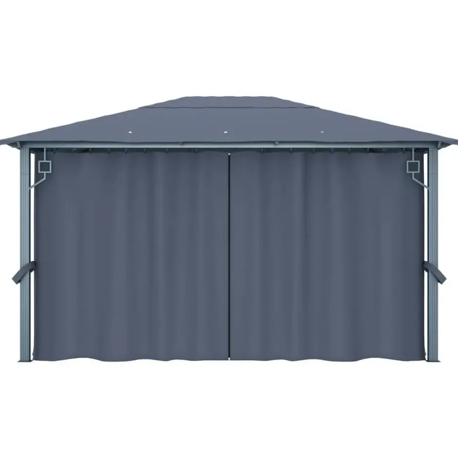 VIDAXL Prieel met gordijn 400x300 cm aluminium antraciet