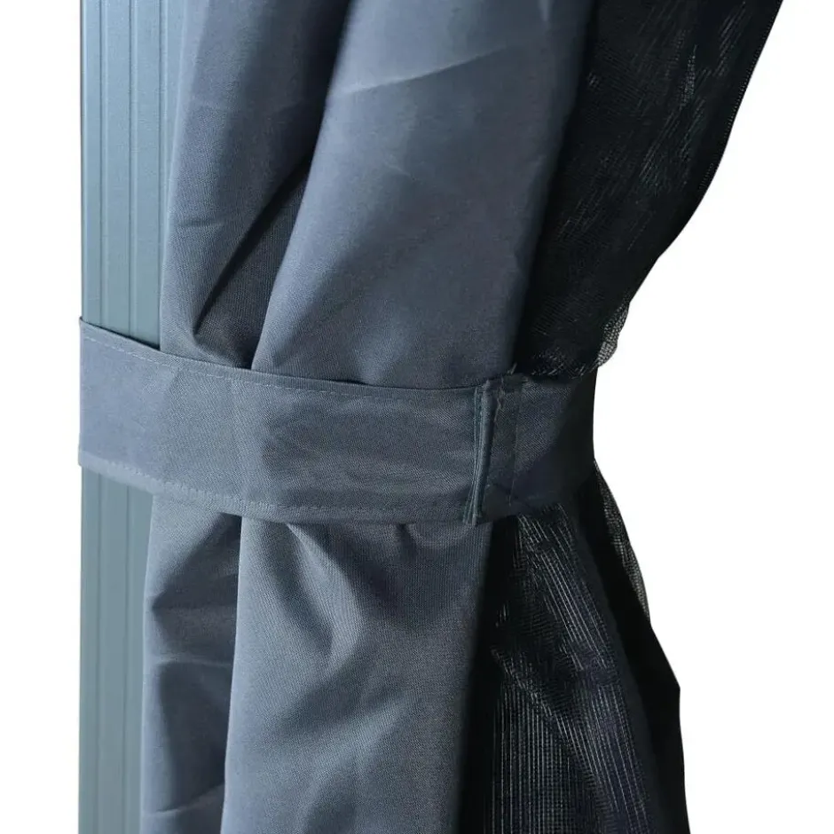 VIDAXL Prieel met gordijn 400x300 cm aluminium antraciet