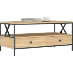 vidaXL - Rechthoekige Salontafel met 2 lades - Sonoma eiken - Hout - 100x51 cm