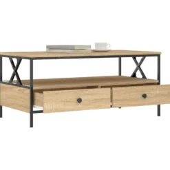 vidaXL - Rechthoekige Salontafel met 2 lades - Sonoma eiken - Hout - 100x51 cm