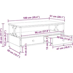 vidaXL - Rechthoekige Salontafel met 2 lades - Sonoma eiken - Hout - 100x51 cm