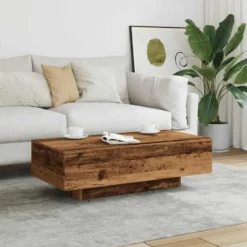 vidaXL - Rechthoekige Salontafel - Oud hout - Bewerkt hout - 100x49.5x31 cm