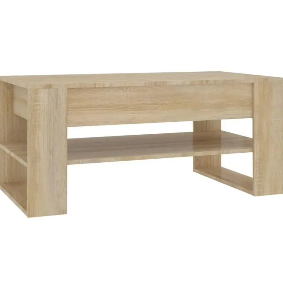 vidaXL - Rechthoekige Salontafel met schap - Sonoma eiken - Hout - 102x55 cm