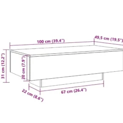vidaXL - Rechthoekige Salontafel - Sonoma eiken - Bewerkt hout - 100x49.5 cm