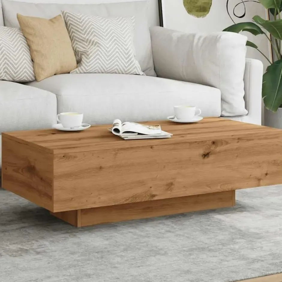 vidaXL - Rechthoekige Salontafel - Artisanaal eiken - Hout - 100x49.5x31 cm