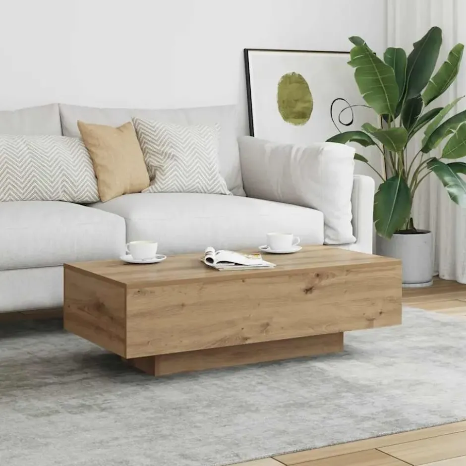 vidaXL - Rechthoekige Salontafel - Artisanaal eiken - Hout - 100x49.5x31 cm