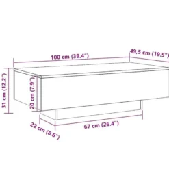 vidaXL - Rechthoekige Salontafel - Gerookt eiken - Bewerkt hout - 100x49.5 cm