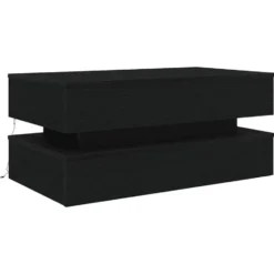 vidaXL - Rechthoekige Salontafel met LED - Zwart eiken - Hout - 90x50x40 cm