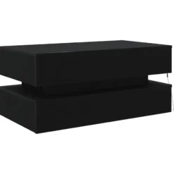 vidaXL - Rechthoekige Salontafel met LED - Zwart eiken - Hout - 90x50x40 cm